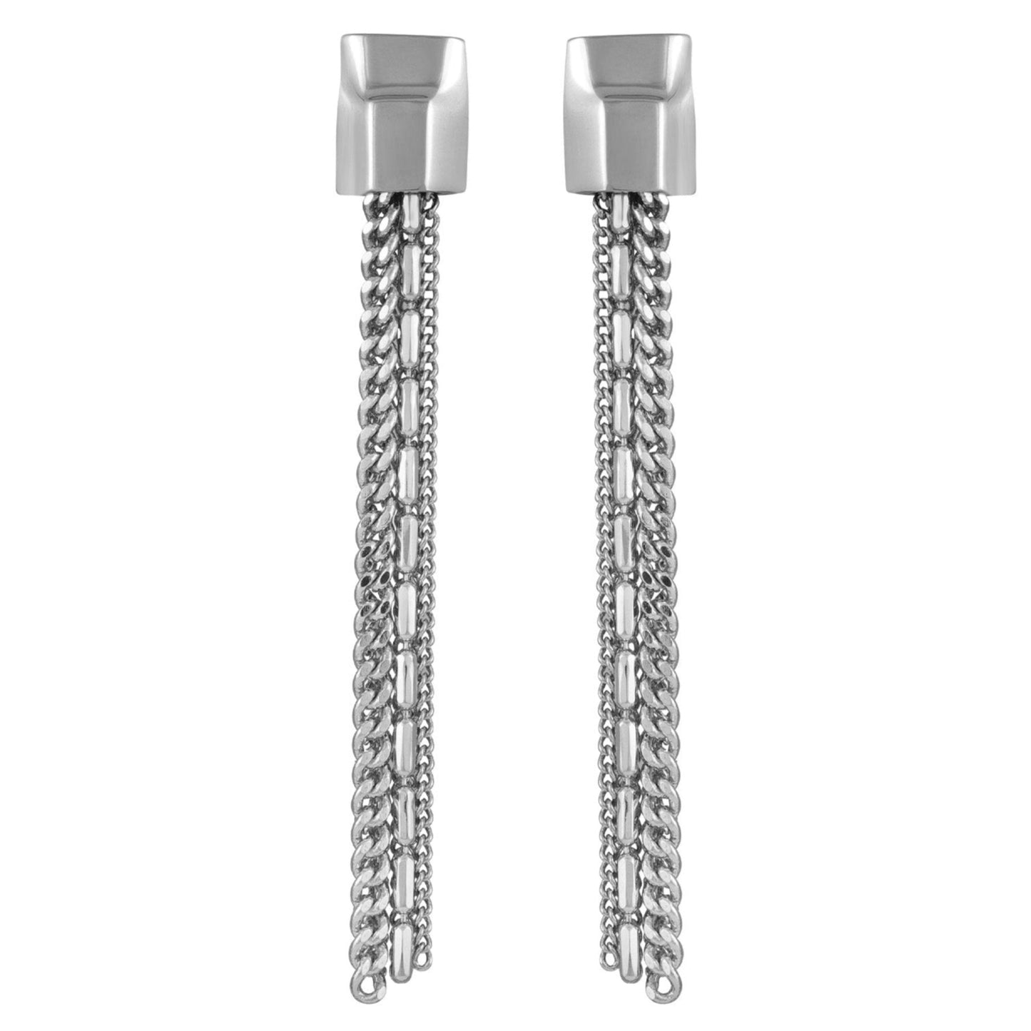 Vince Camuto Silvertone Mixed Chain Linear Tassel Dangle Drop Earrings
