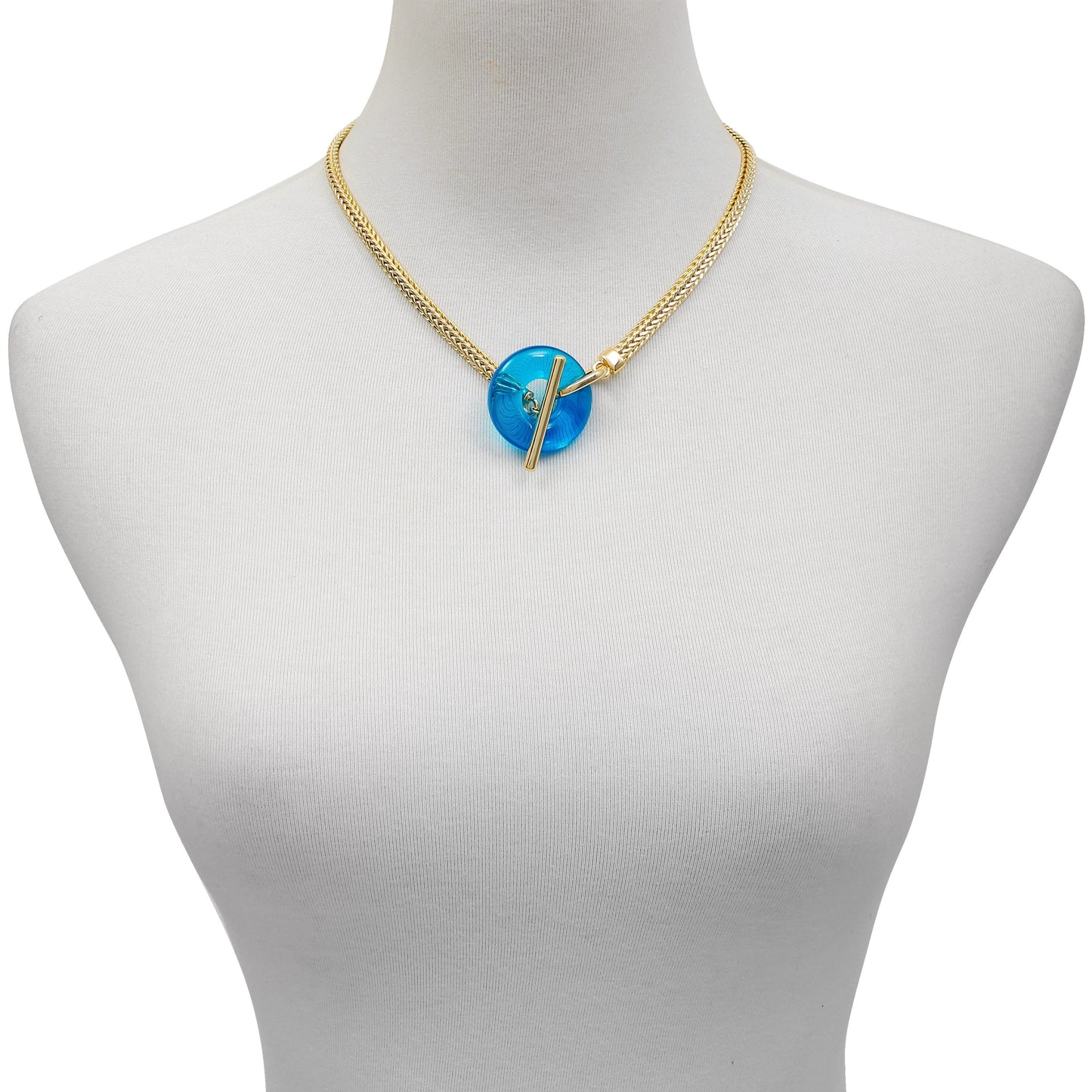 Vince Camuto Goldtone Blue Candy Stone Snake Chain Necklace