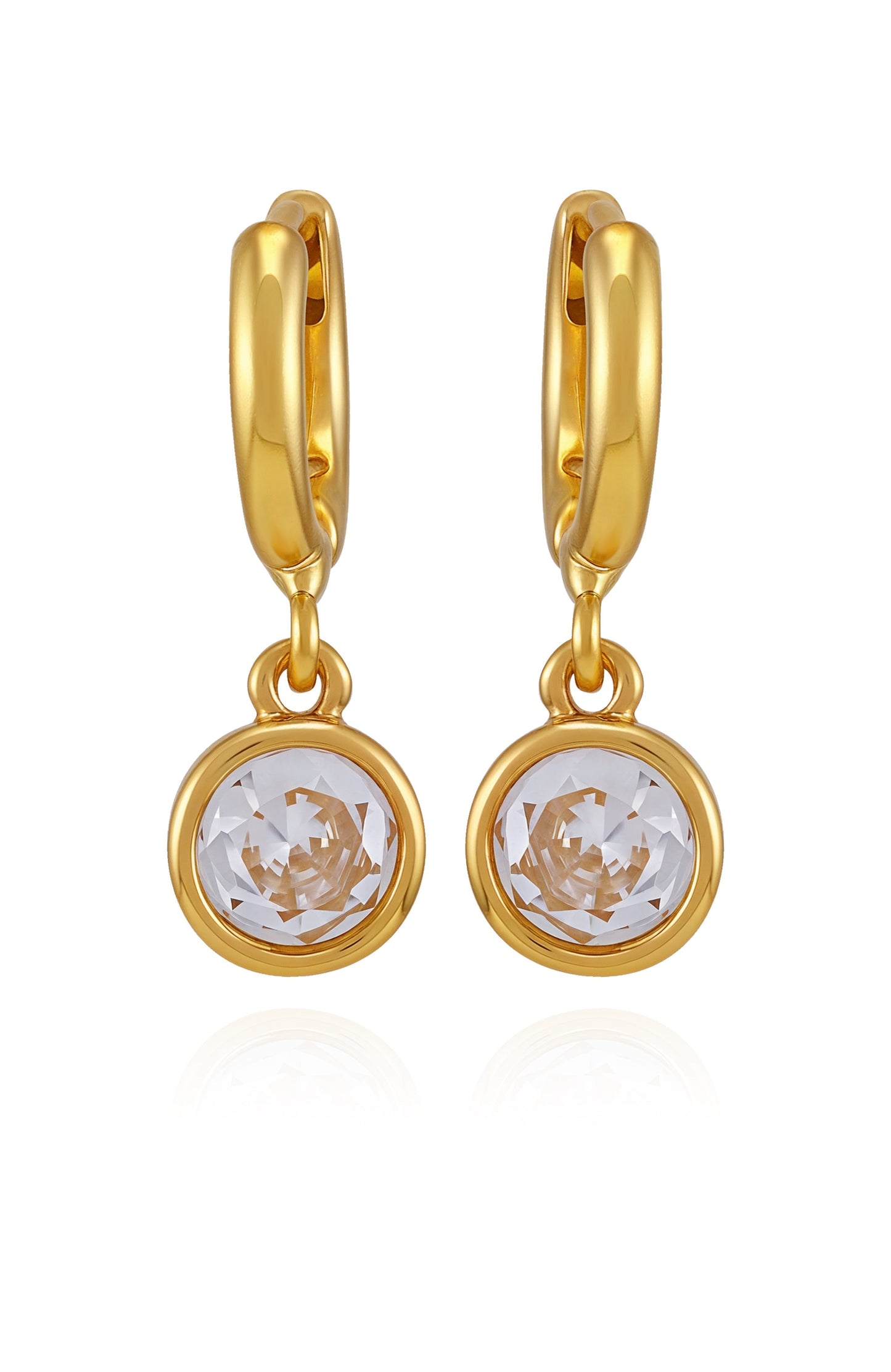 Vince Camuto Gold Tone Cubic Zirconia Drop Huggie Hoop Earrings