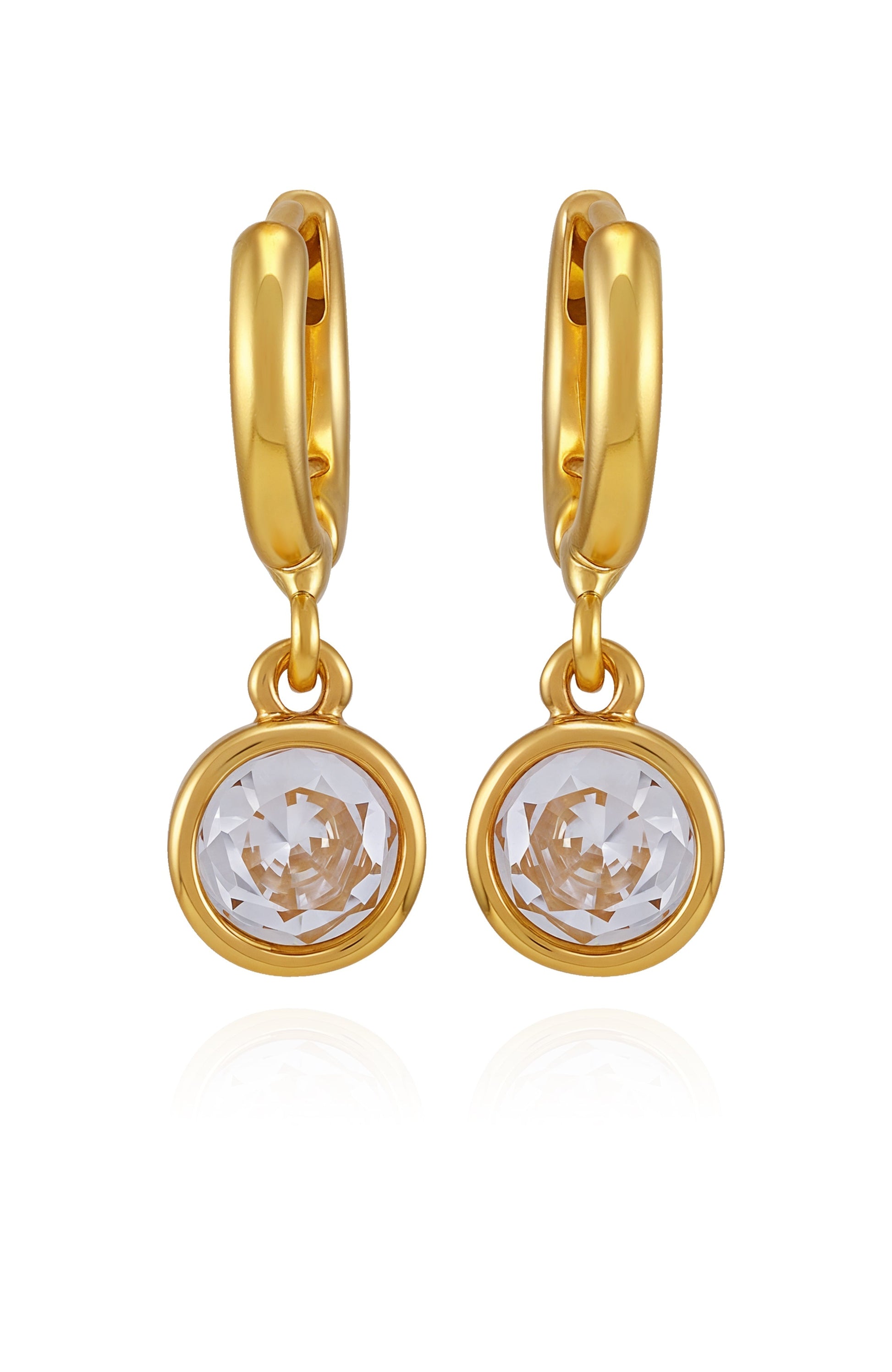 Vince Camuto Gold Tone Cubic Zirconia Drop Huggie Hoop Earrings