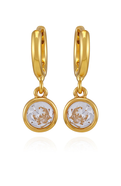 Vince Camuto Gold Tone Cubic Zirconia Drop Huggie Hoop Earrings