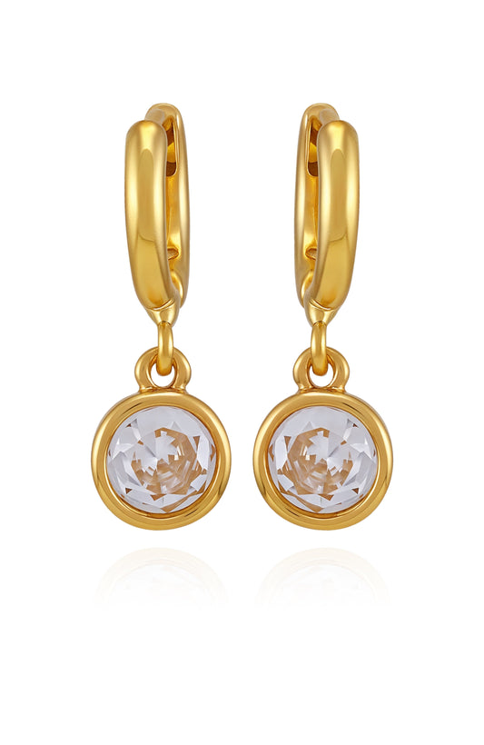 Vince Camuto Gold Tone Cubic Zirconia Drop Huggie Hoop Earrings