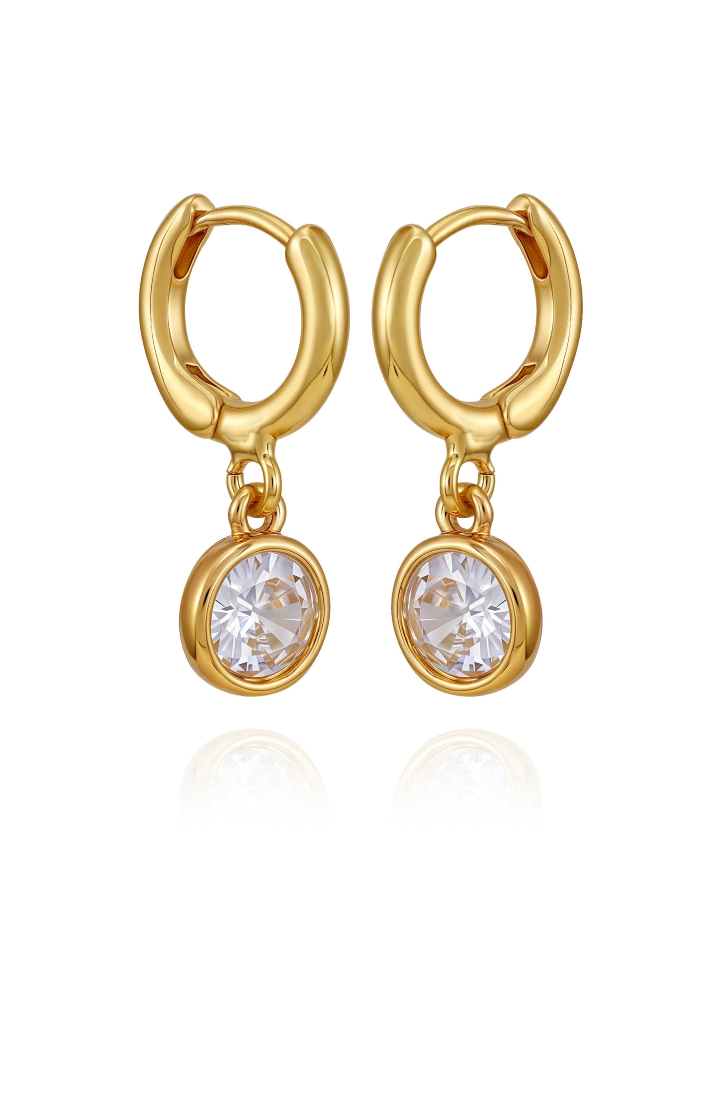 Vince Camuto Gold Tone Cubic Zirconia Drop Huggie Hoop Earrings