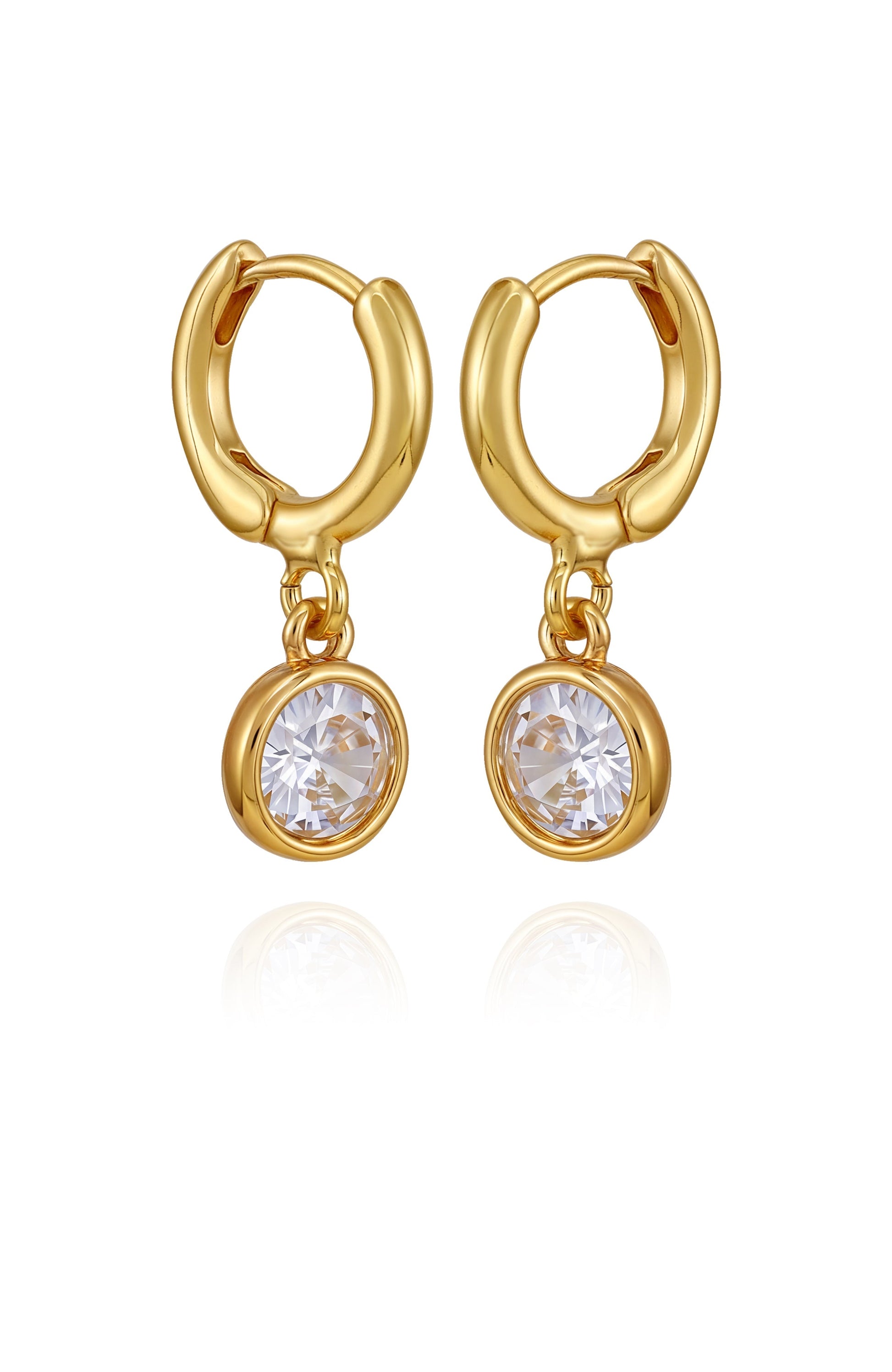 Vince Camuto Gold Tone Cubic Zirconia Drop Huggie Hoop Earrings