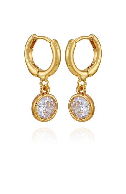 Vince Camuto Gold Tone Cubic Zirconia Drop Huggie Hoop Earrings