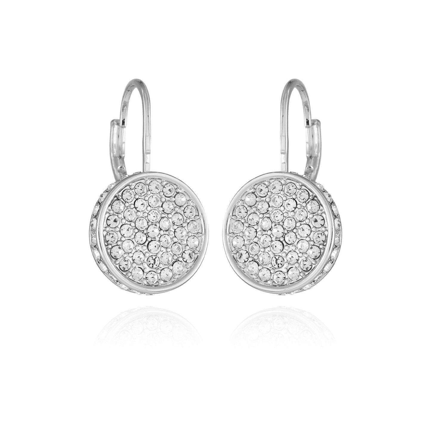 Vince Camuto Silvertone Glass Stone Coin Leverback Earrings