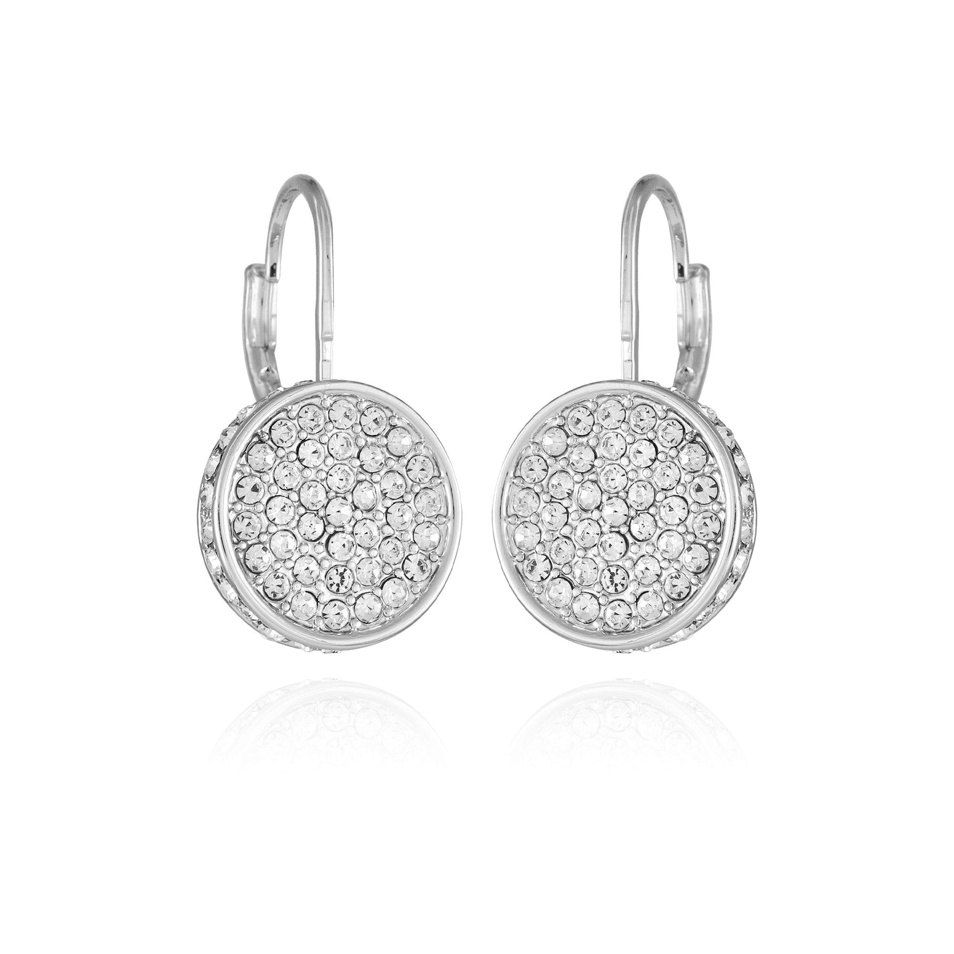 Vince Camuto Silvertone Glass Stone Coin Leverback Earrings