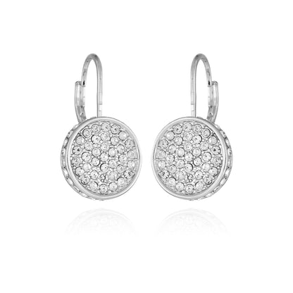 Vince Camuto Silvertone Glass Stone Coin Leverback Earrings