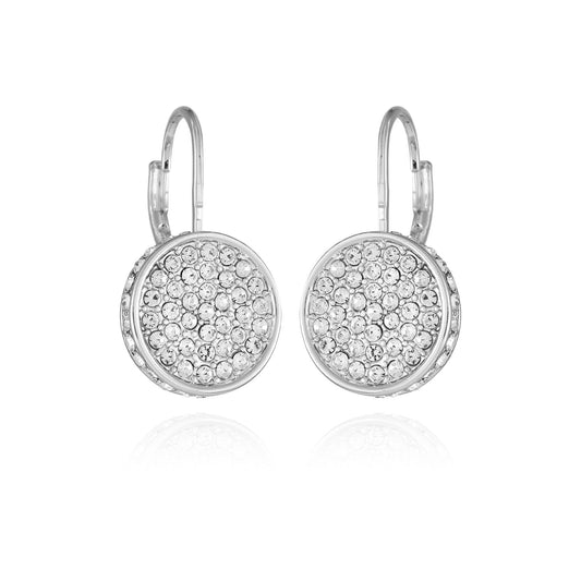 Vince Camuto Silvertone Glass Stone Coin Leverback Earrings