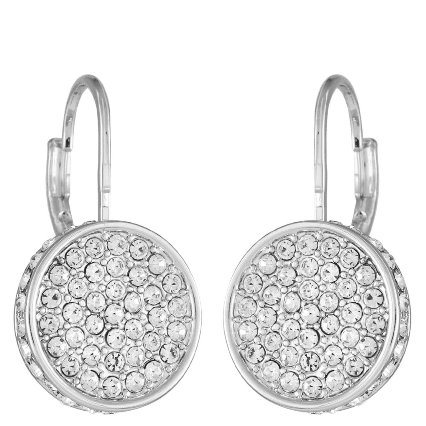 Vince Camuto Silvertone Glass Stone Coin Leverback Earrings