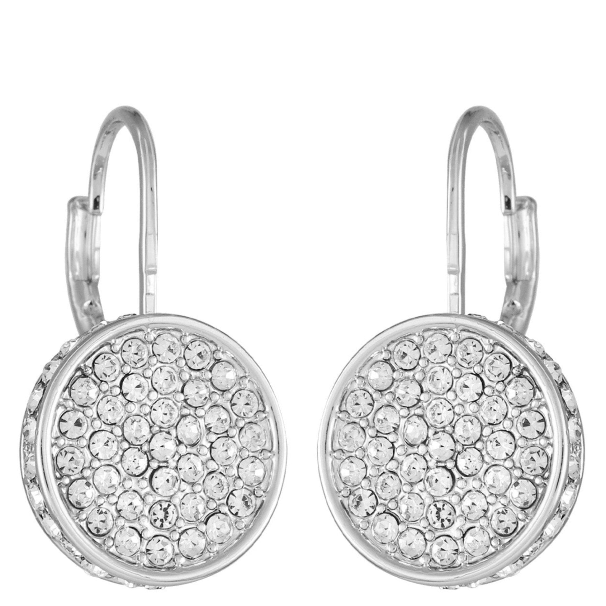 Vince Camuto Silvertone Glass Stone Coin Leverback Earrings