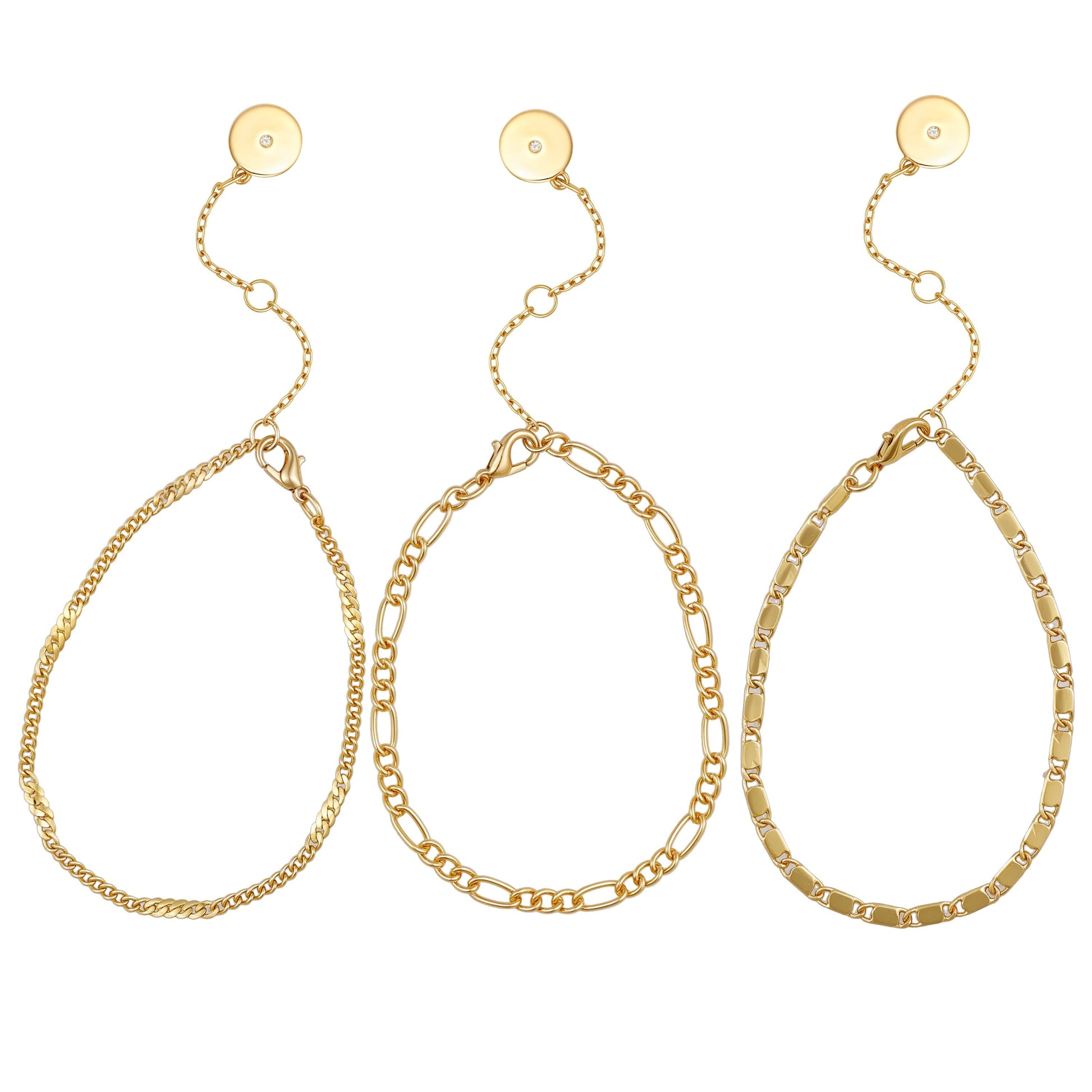 Vince Camuto 3 Piece Goldtone Chain Bracelets