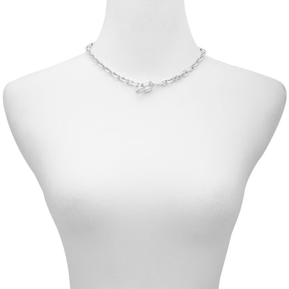 Vince Camuto Silvertone Baguette Crystal Stone Toggle Necklace