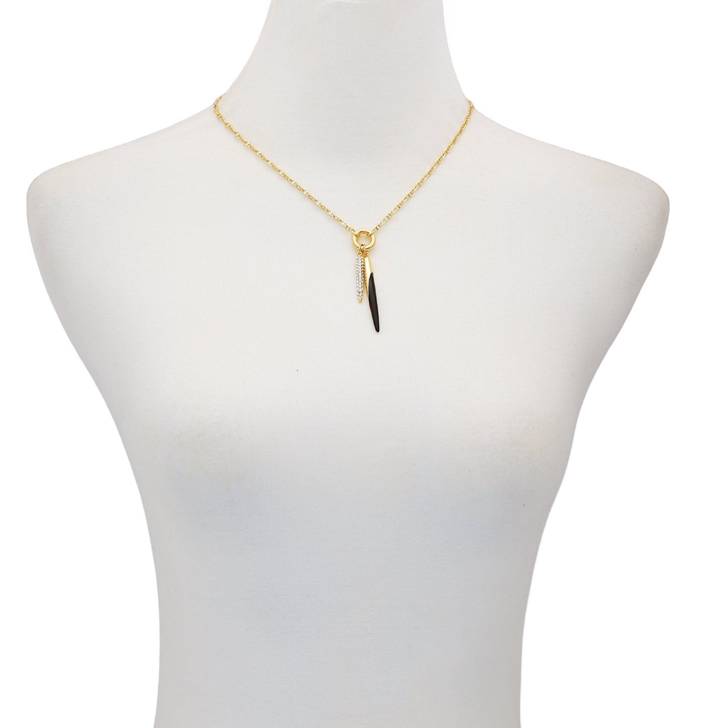 Vince Camuto Pendant Necklace With Black And Crystal Accents