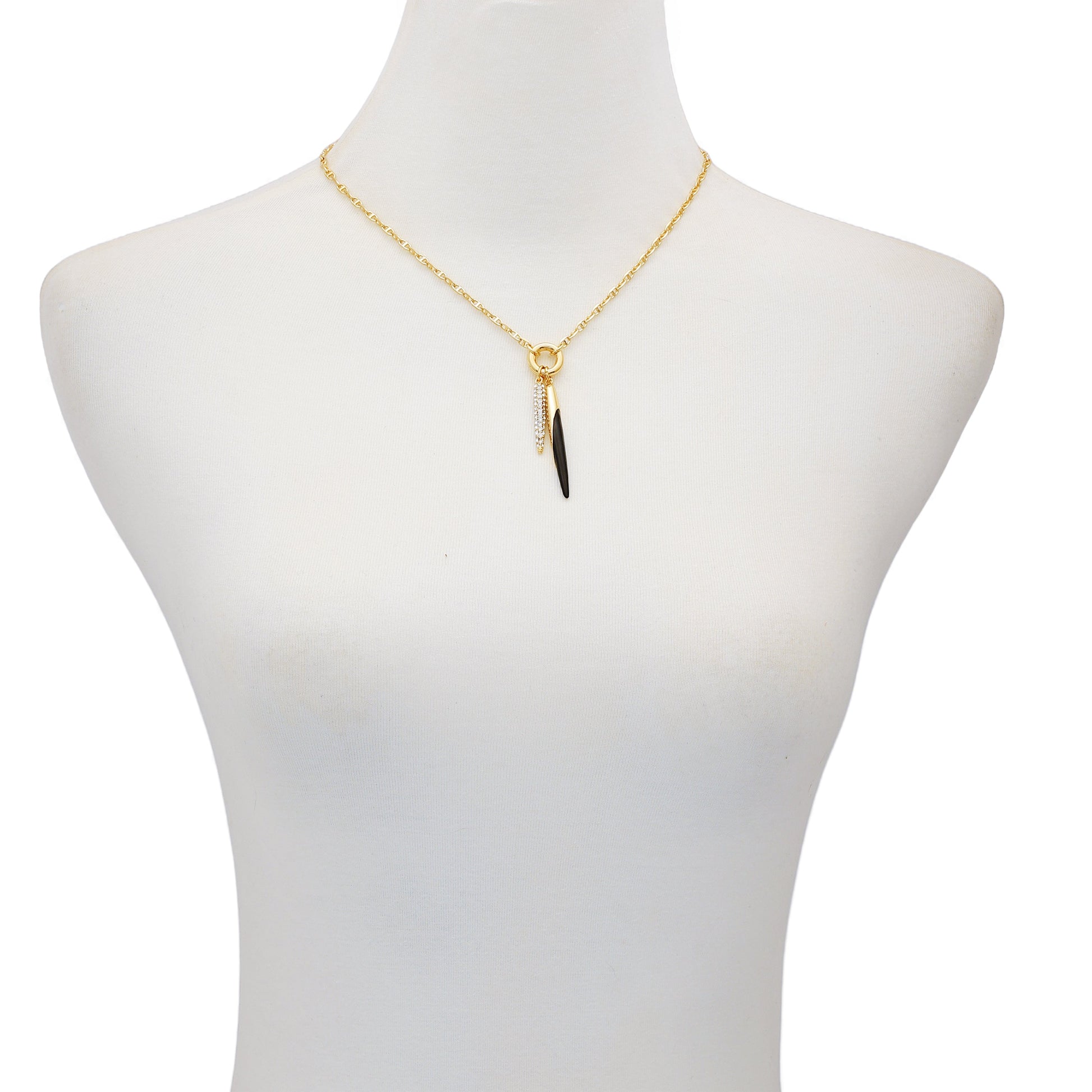 Vince Camuto Pendant Necklace With Black And Crystal Accents