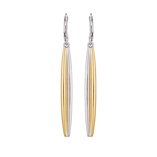 Vince Camuto Two Tone Elongated Hoop Earrings