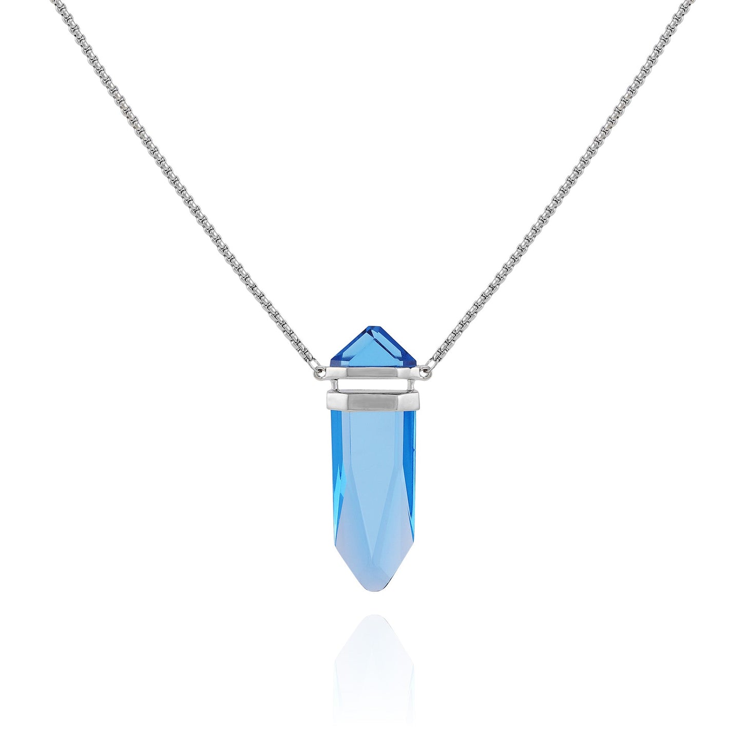 Vince Camuto Silvertone Blue Crystal-Shape Stone Pendant Long Necklace