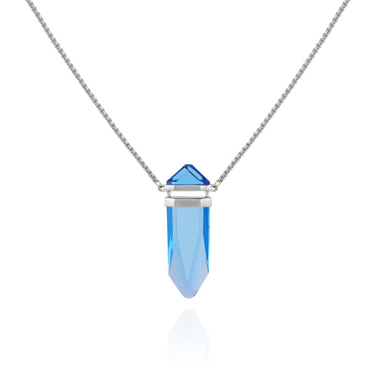 Vince Camuto Silvertone Blue Crystal-Shape Stone Pendant Long Necklace