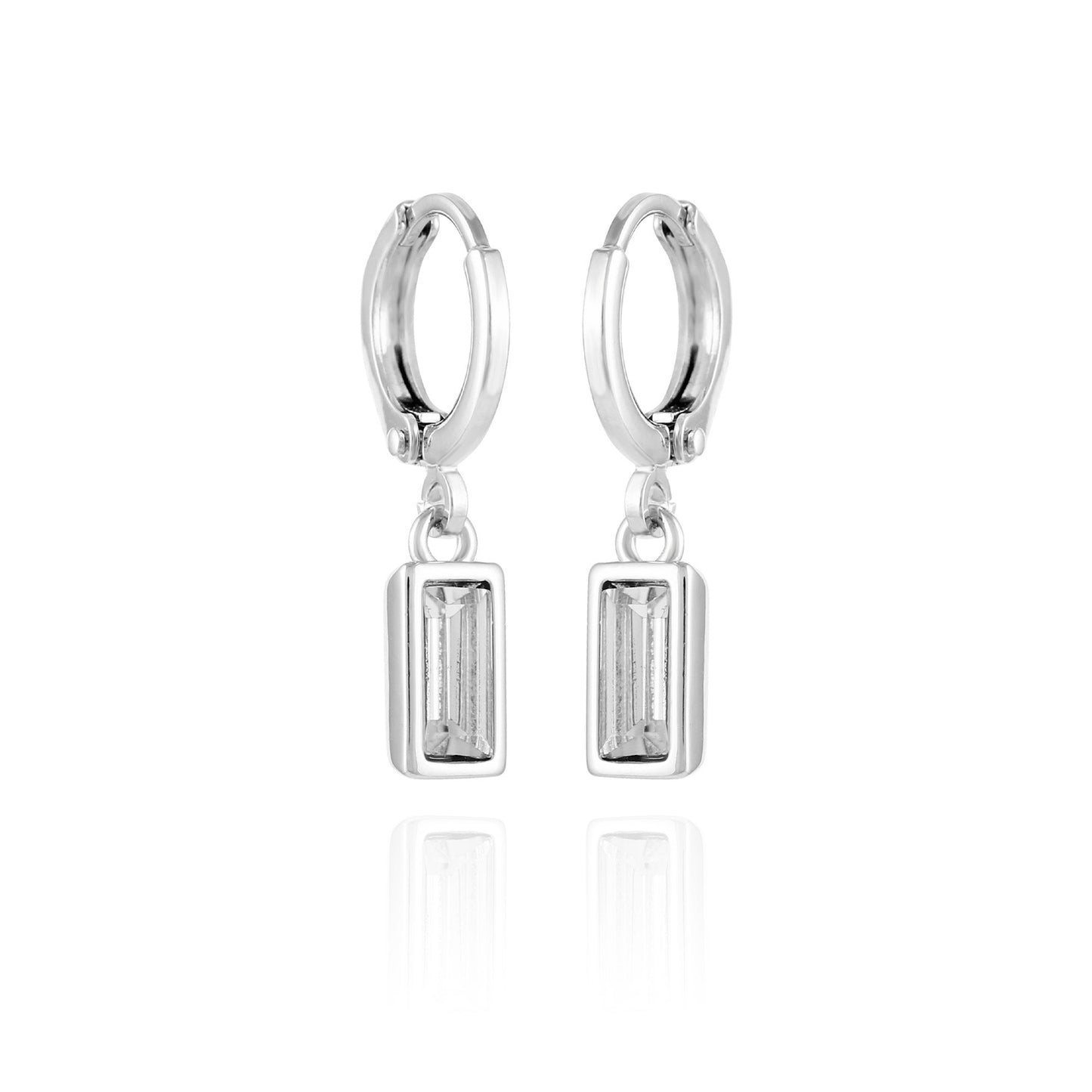 Vince Camuto Rectangular Glass Stone Huggie Drop Earrings