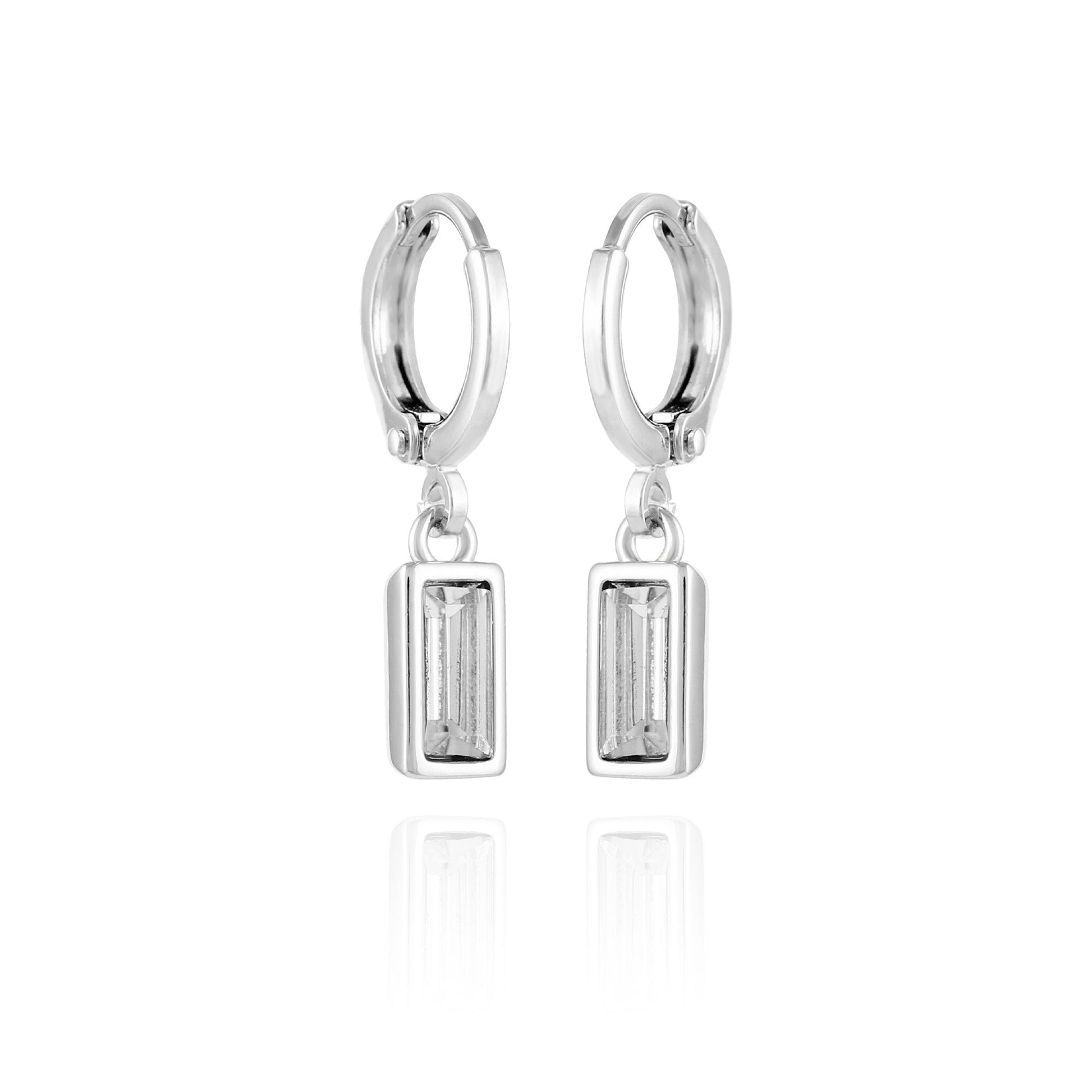Vince Camuto Rectangular Glass Stone Huggie Drop Earrings