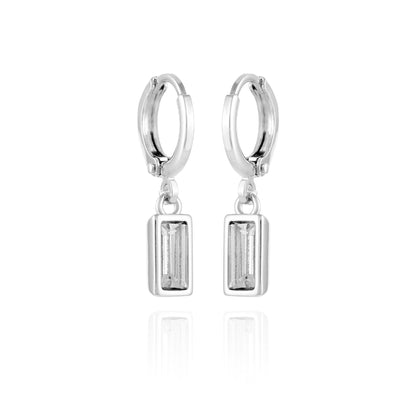 Vince Camuto Rectangular Glass Stone Huggie Drop Earrings