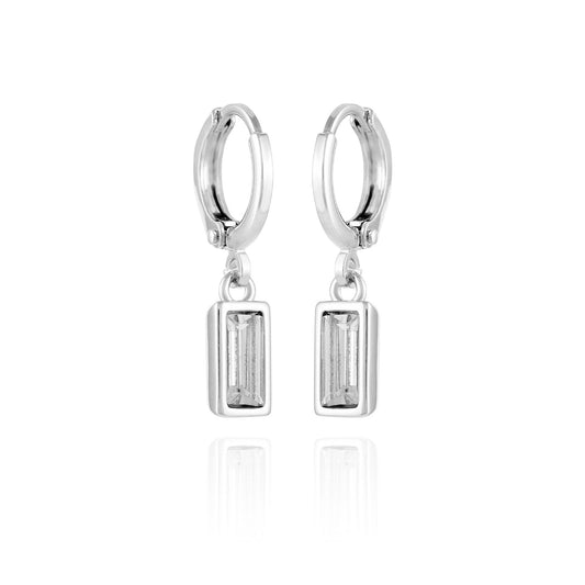 Vince Camuto Rectangular Glass Stone Huggie Drop Earrings