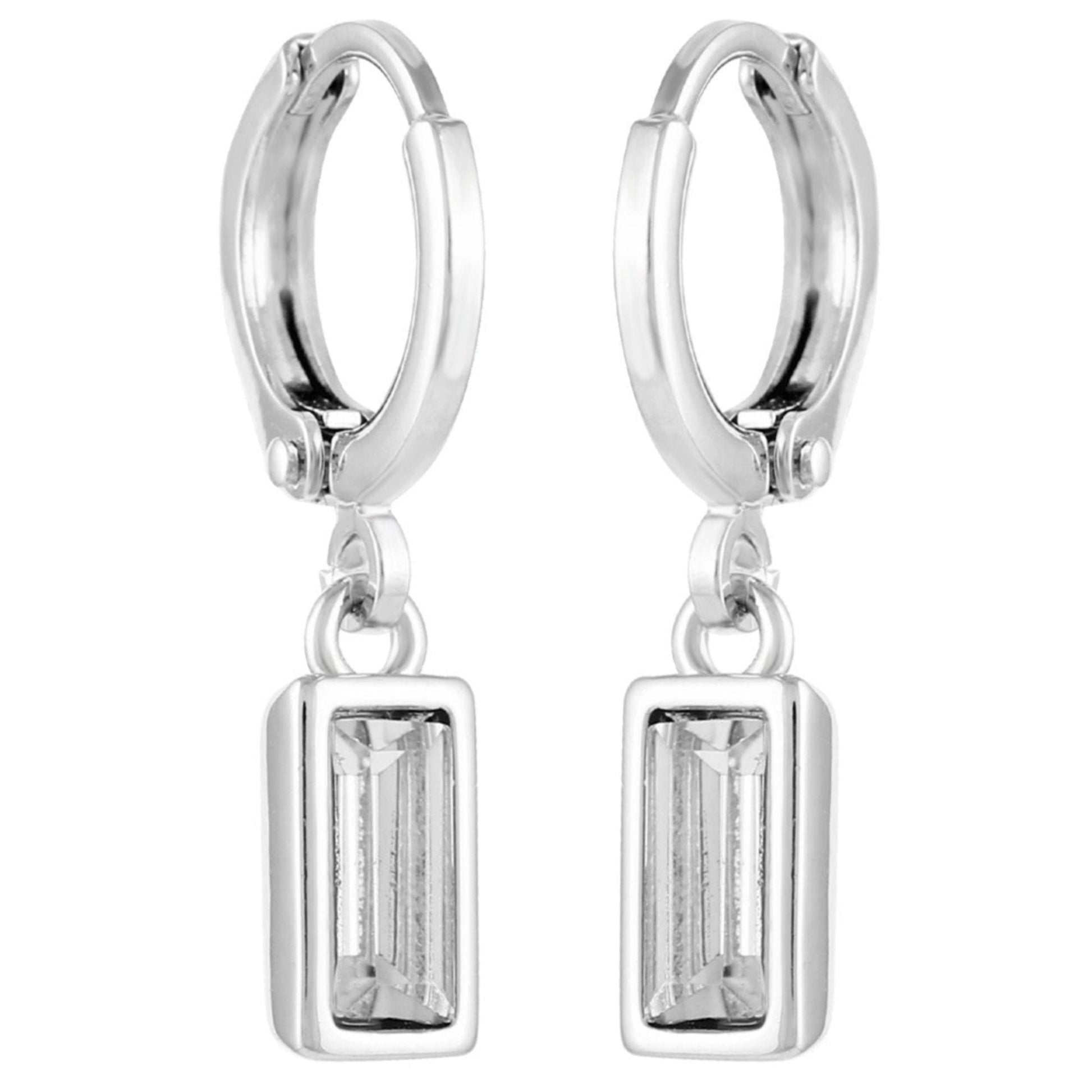Vince Camuto Rectangular Glass Stone Huggie Drop Earrings