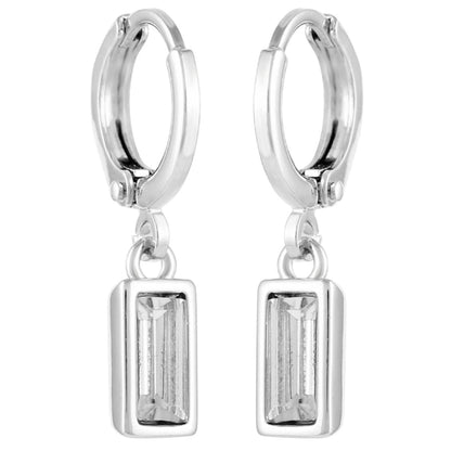 Vince Camuto Rectangular Glass Stone Huggie Drop Earrings