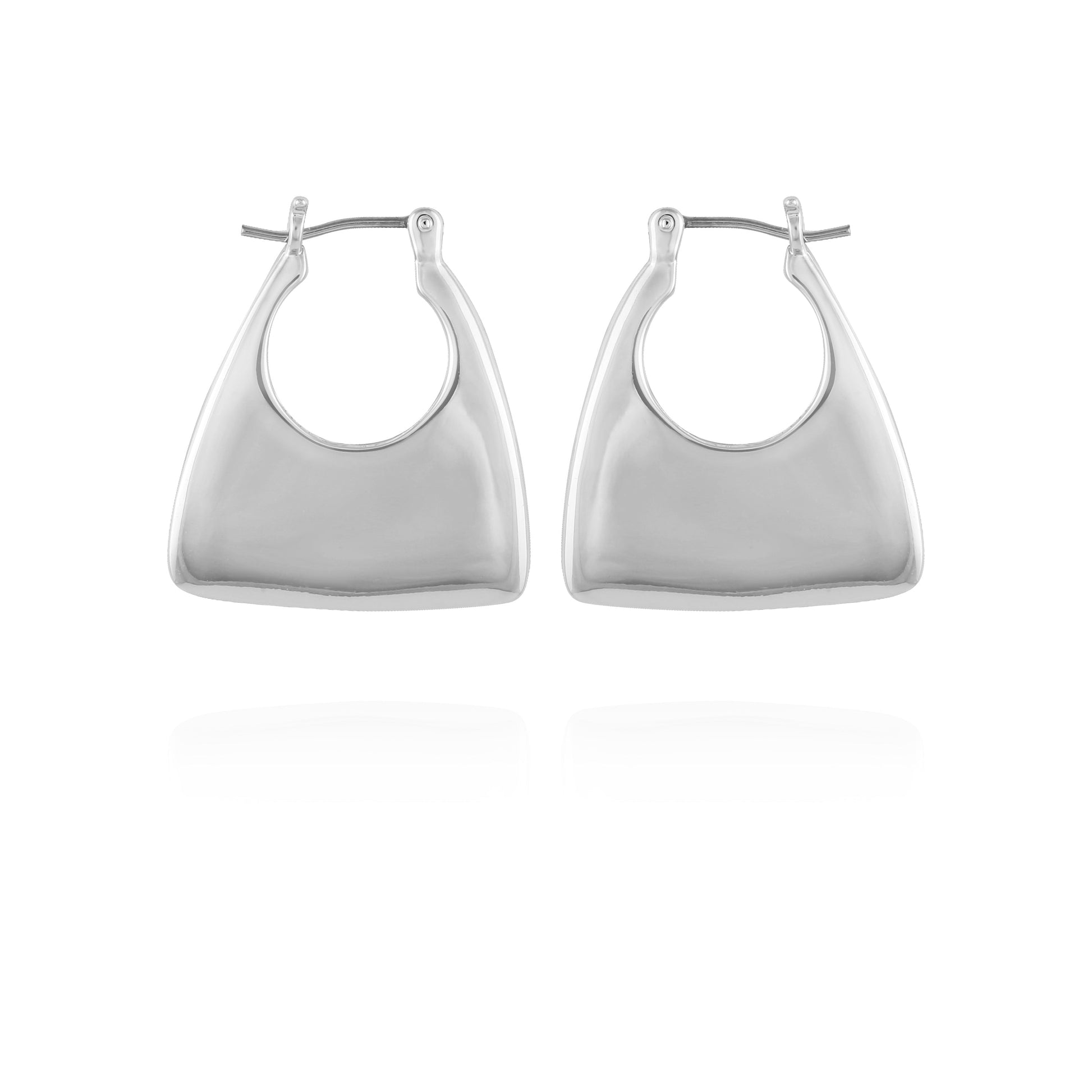 Vince Camuto Silvertone Purse Click Hoop Earrings