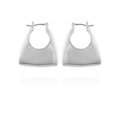 Vince Camuto Silvertone Purse Click Hoop Earrings