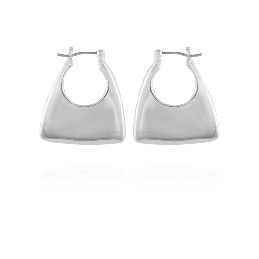 Vince Camuto Silvertone Purse Click Hoop Earrings