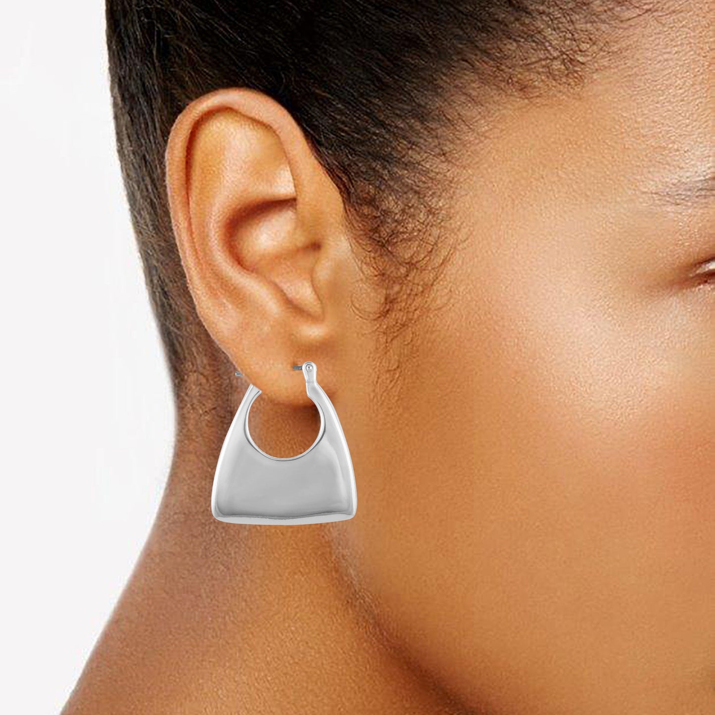 Vince Camuto Silvertone Purse Click Hoop Earrings
