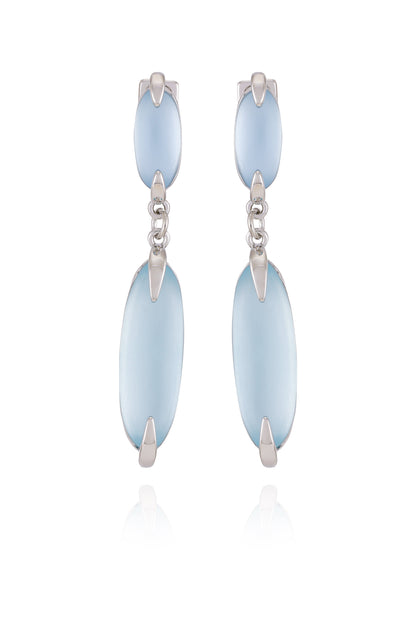 Vince Camuto Silvertone & Blue Stone Drop Earrings