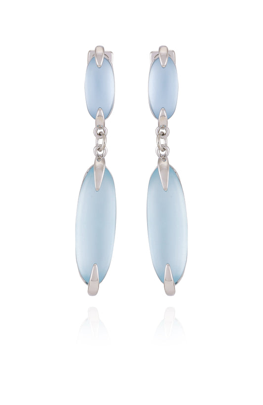 Vince Camuto Silvertone & Blue Stone Drop Earrings