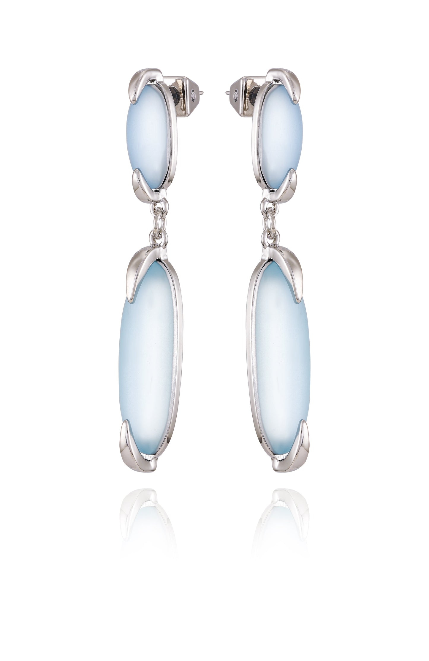 Vince Camuto Silvertone & Blue Stone Drop Earrings