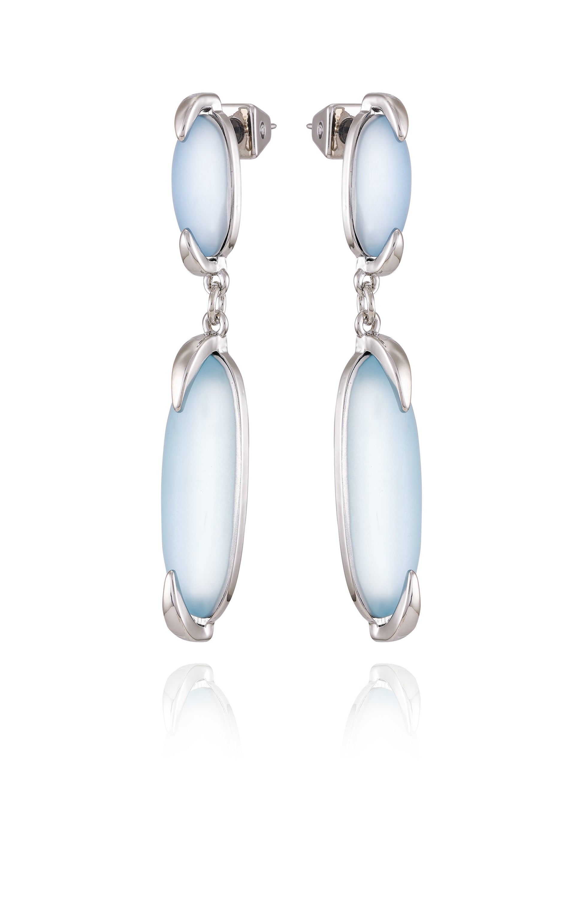Vince Camuto Silvertone & Blue Stone Drop Earrings