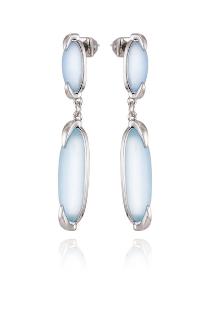 Vince Camuto Silvertone & Blue Stone Drop Earrings