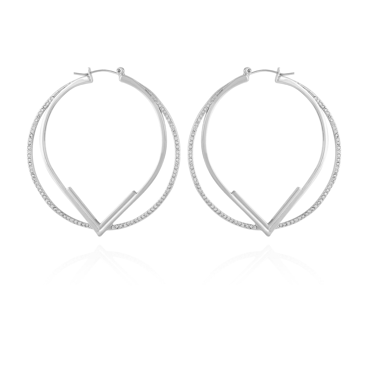Vince Camuto Double Hoop V Pave Earrings