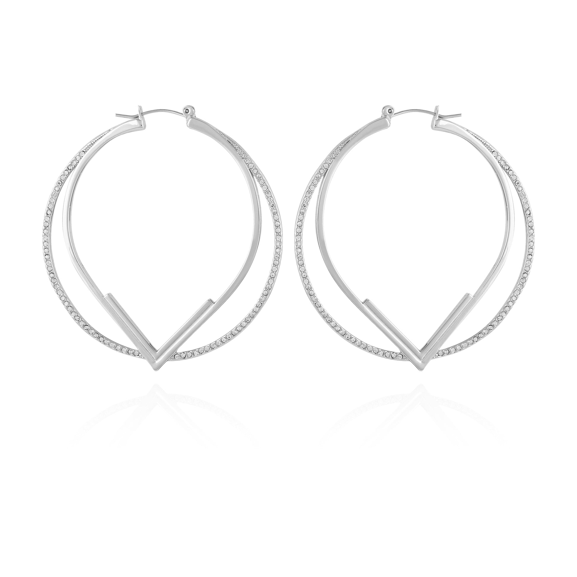 Vince Camuto Double Hoop V Pave Earrings