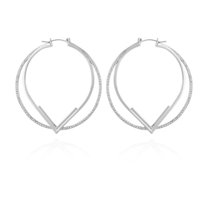 Vince Camuto Double Hoop V Pave Earrings