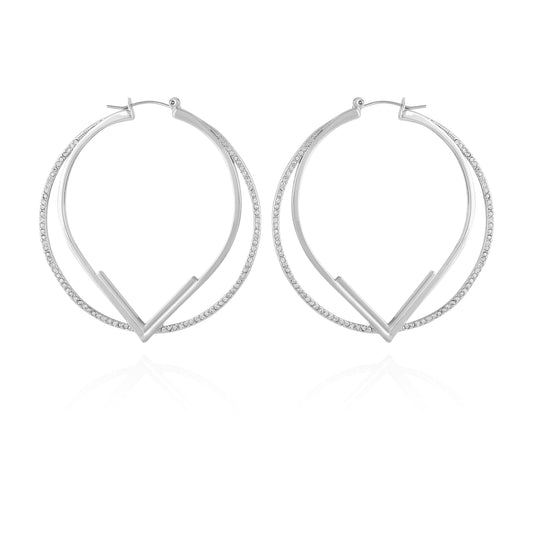 Vince Camuto Double Hoop V Pave Earrings