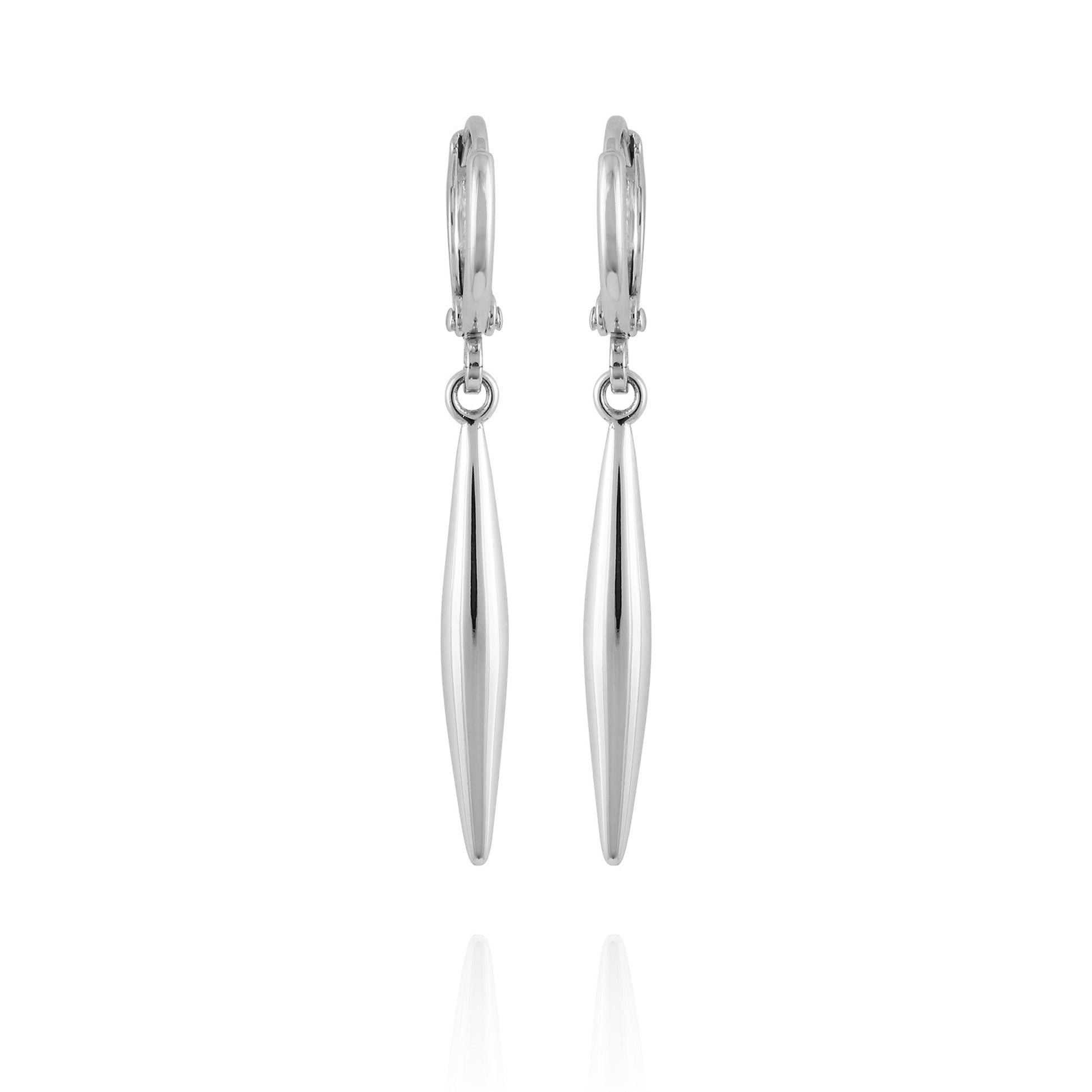 Vince Camuto Silvertone Spear Dangle Huggie Hoop Drop Earrings