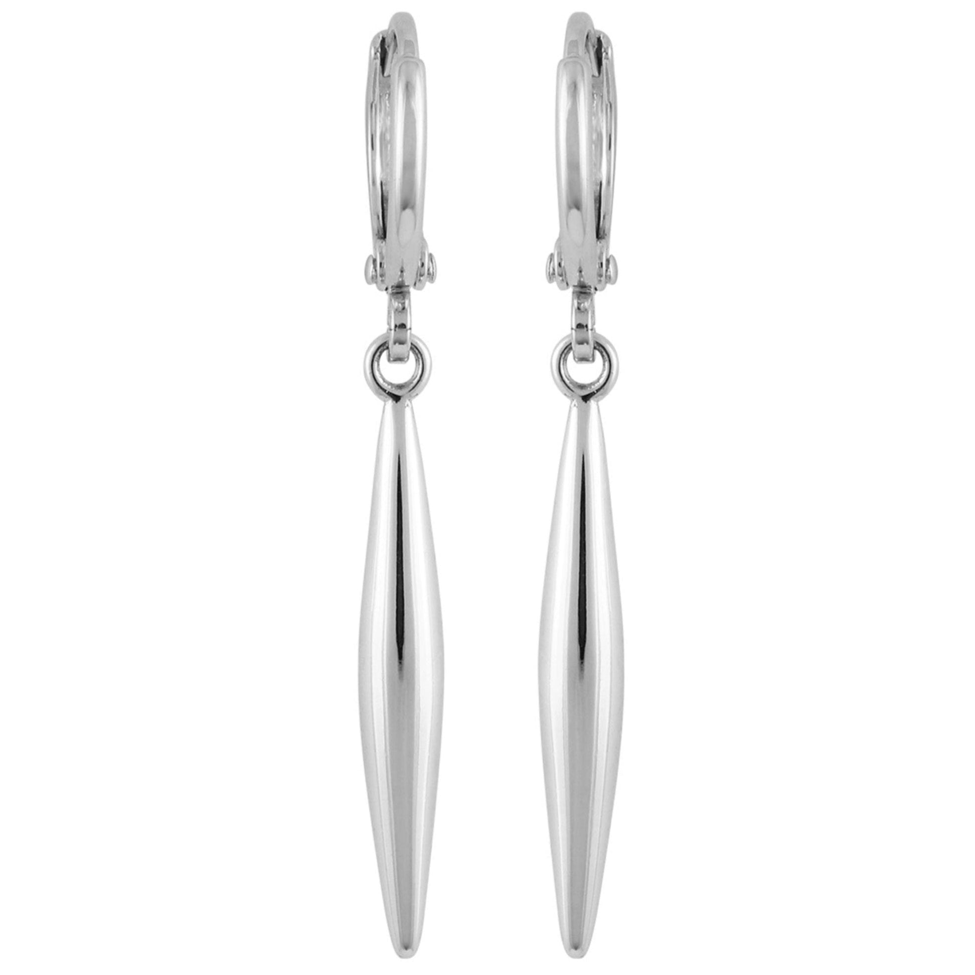 Vince Camuto Silvertone Spear Dangle Huggie Hoop Drop Earrings