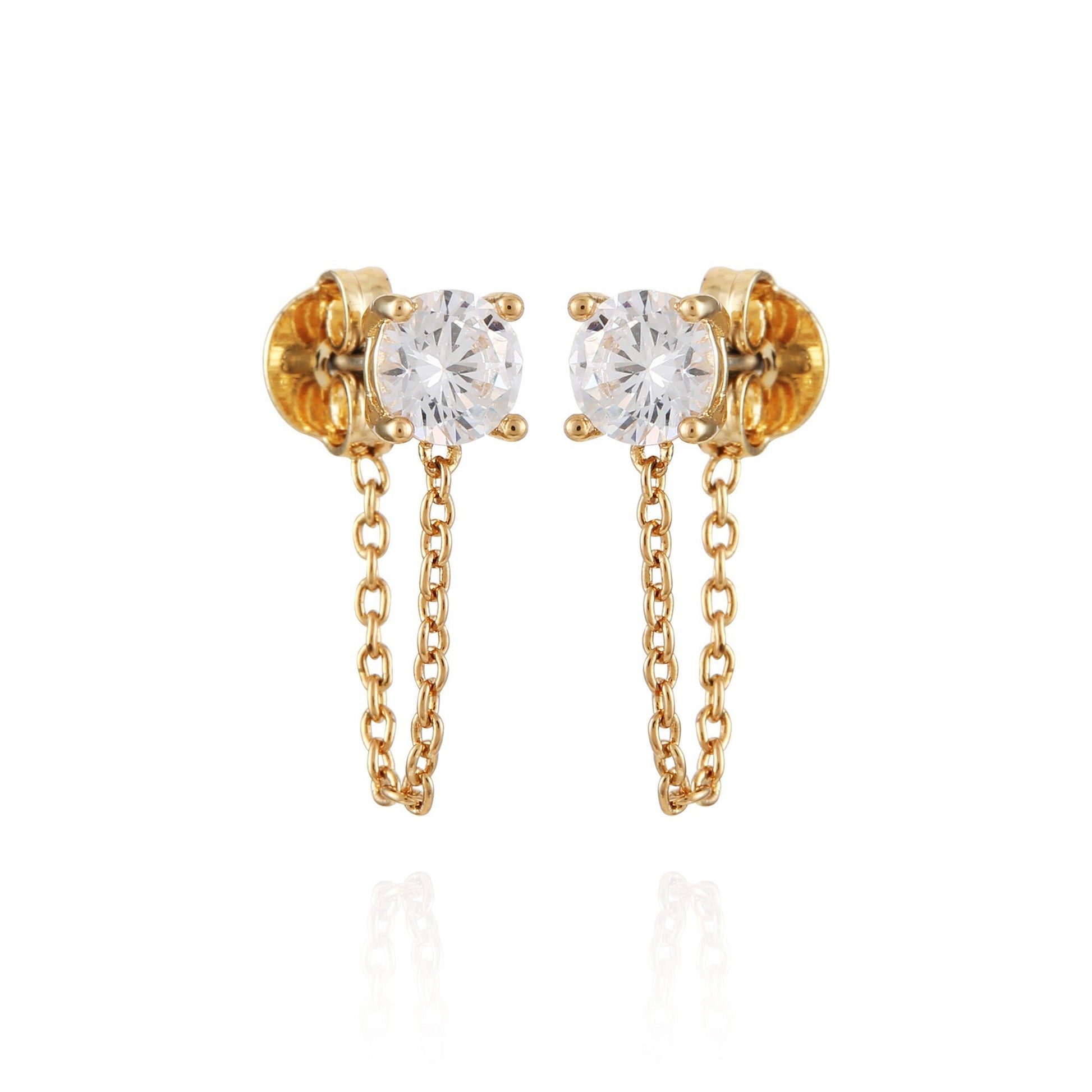 Vince Camuto Crystal Stud Chain Dangle Drop Earrings