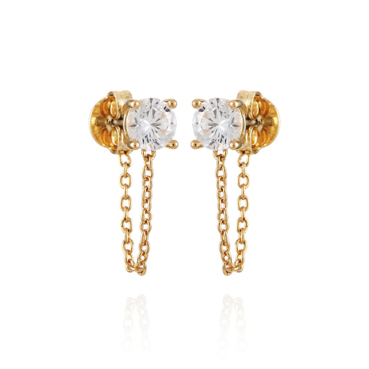 Vince Camuto Crystal Stud Chain Dangle Drop Earrings