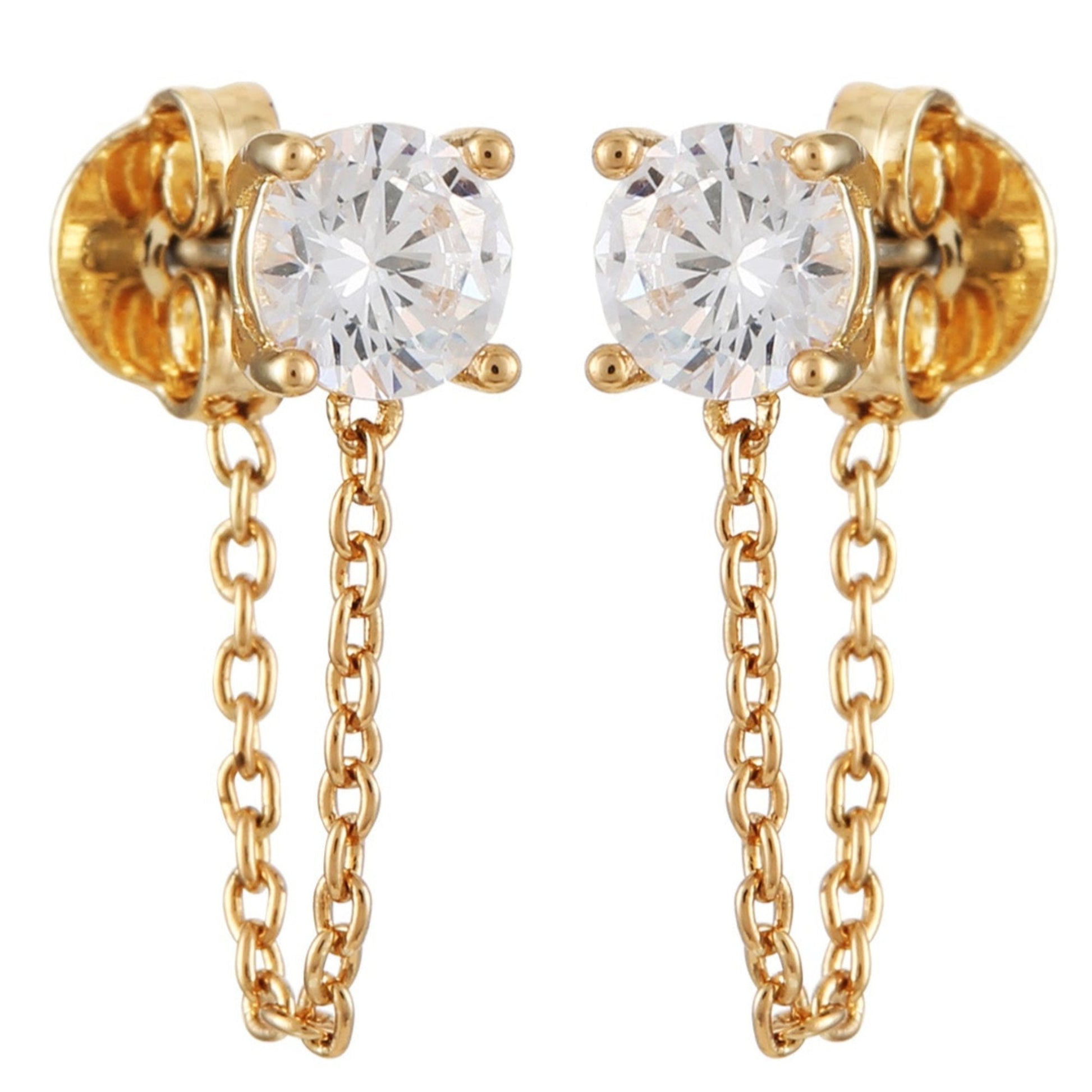 Vince Camuto Crystal Stud Chain Dangle Drop Earrings