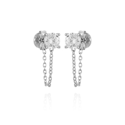 Vince Camuto Crystal Stud Chain Dangle Drop Earrings