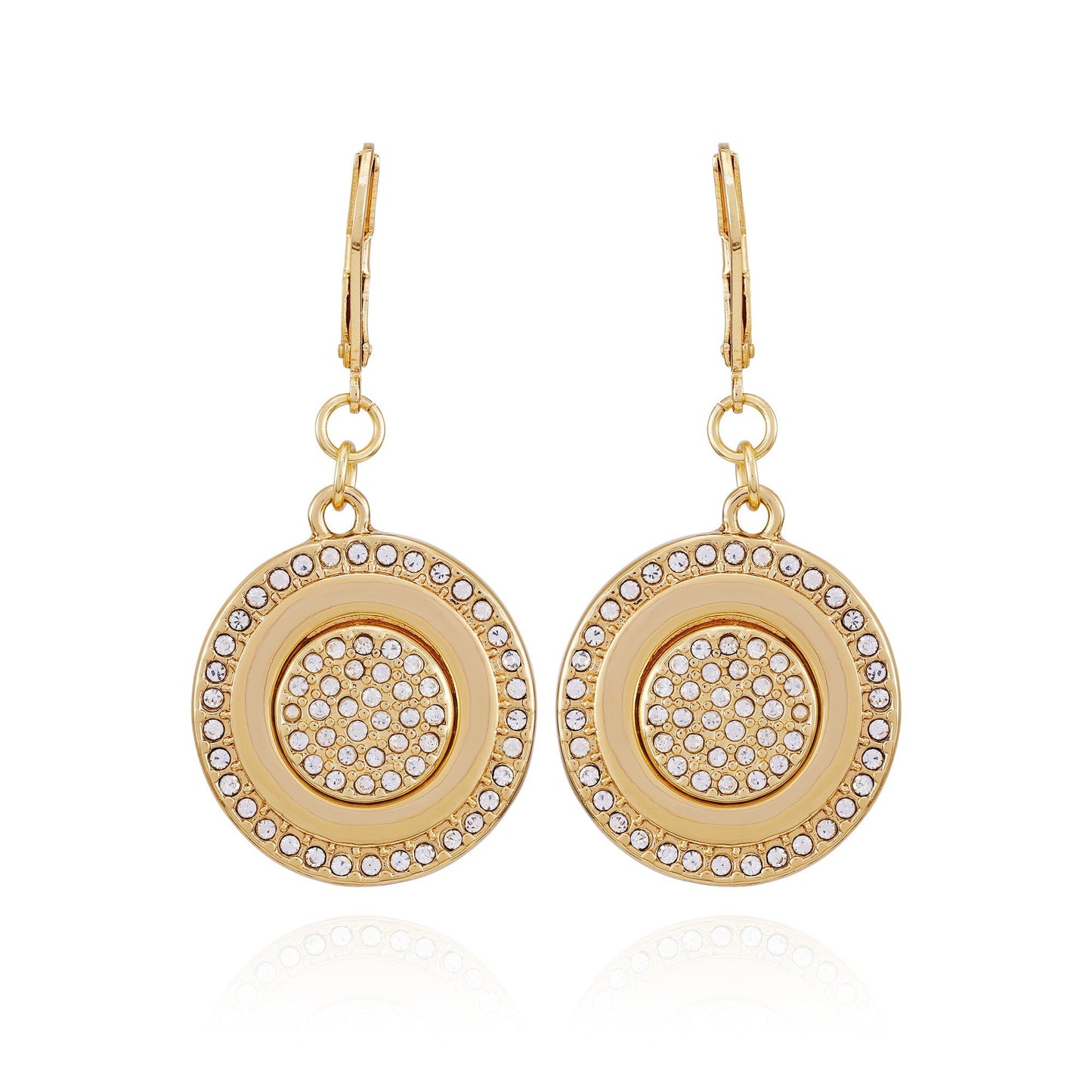 Vince Camuto Goldtone Pave Stone Coin Drop Earrings
