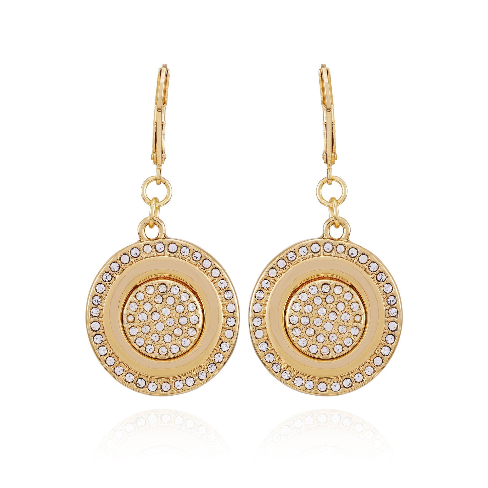 Vince Camuto Goldtone Pave Stone Coin Drop Earrings