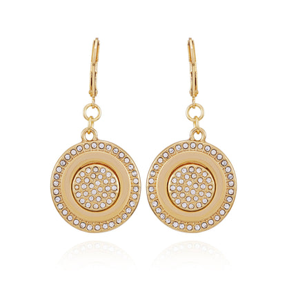 Vince Camuto Goldtone Pave Stone Coin Drop Earrings